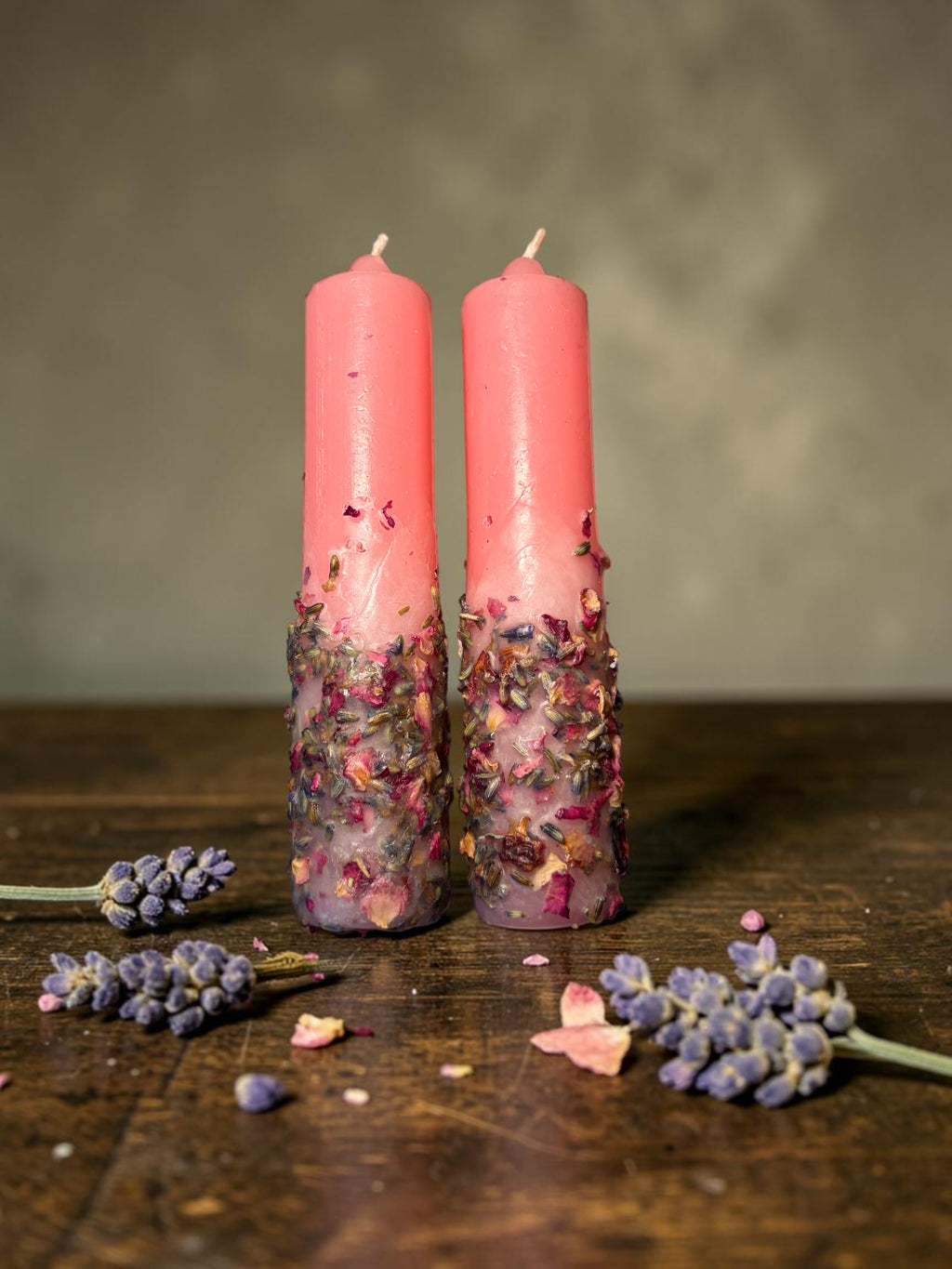 Dressed Love Spell Candles, with Rose and Lavender